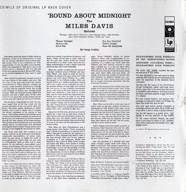 Miles Davis : 'Round About Midnight (CD, Album, RE, RM)