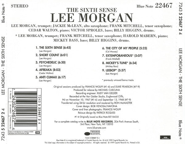 Lee Morgan : The Sixth Sense (CD, Album, RE)