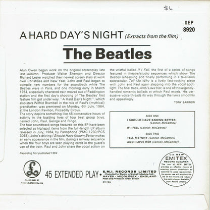 The Beatles : Extracts From The Film A Hard Day's Night (7", EP, Mono, RP, Sol)