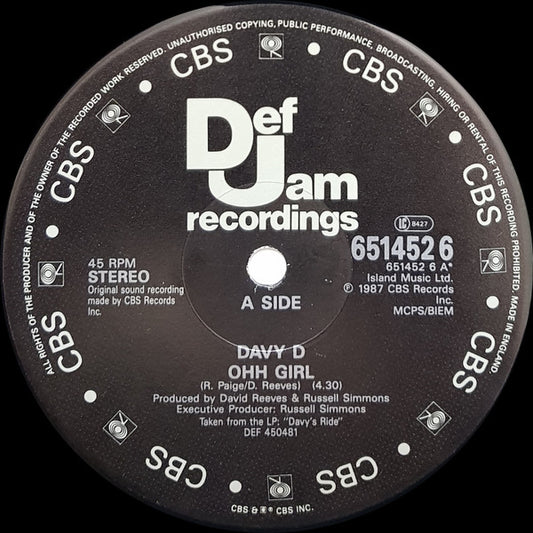 Davy D : Ohh Girl (12")