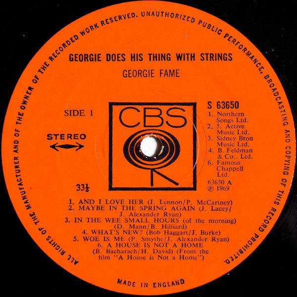Georgie Fame : Georgie Does His Thing With Strings (LP, Album)