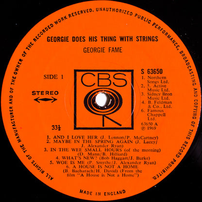 Georgie Fame : Georgie Does His Thing With Strings (LP, Album)