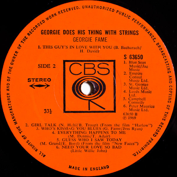 Georgie Fame : Georgie Does His Thing With Strings (LP, Album)