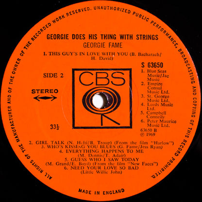 Georgie Fame : Georgie Does His Thing With Strings (LP, Album)