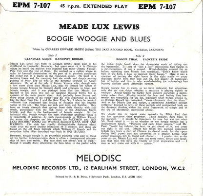 Meade "Lux" Lewis : Boogie Woogie And Blues (7", EP)