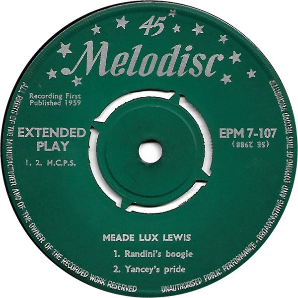 Meade "Lux" Lewis : Boogie Woogie And Blues (7", EP)