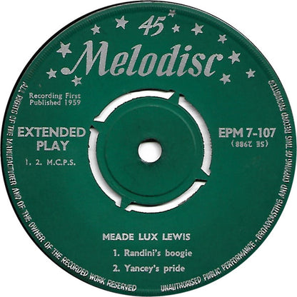 Meade "Lux" Lewis : Boogie Woogie And Blues (7", EP)