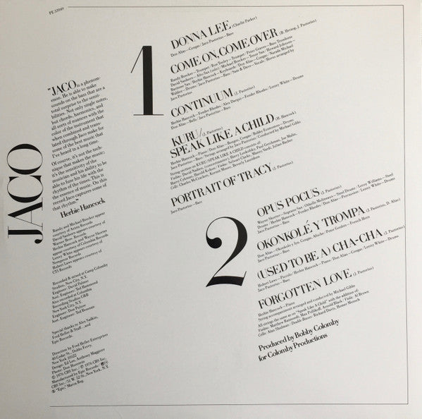 Jaco Pastorius : Jaco Pastorius (LP, Album, RE)