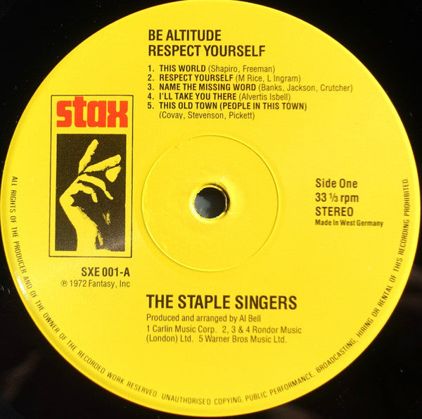 The Staple Singers : Be Altitude:  Respect Yourself (LP, Album, RE)
