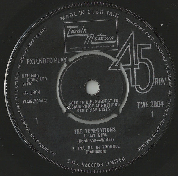 The Temptations : The Temptations (7", EP, Mono)