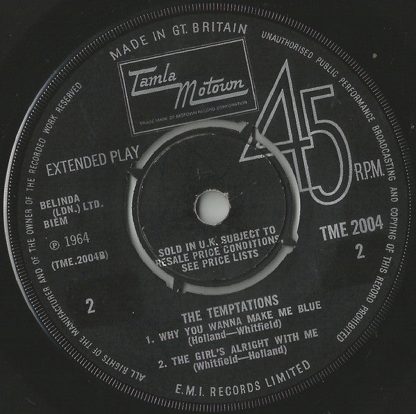 The Temptations : The Temptations (7", EP, Mono)
