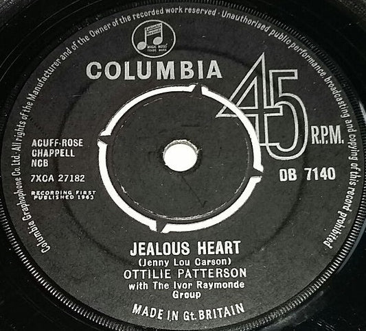 Ottilie Patterson With Ivor Raymonde Orchestra : Jealous Heart (7")