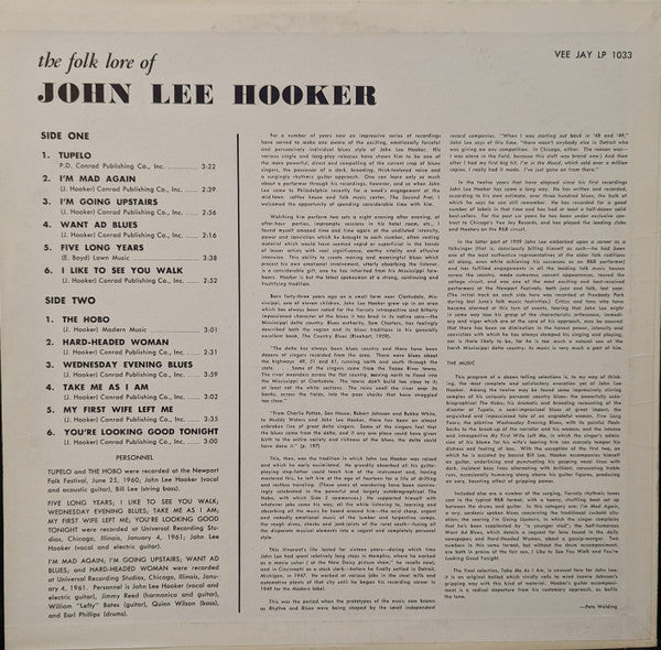 John Lee Hooker : The Folk Lore Of John Lee Hooker (LP, Album, Ste)