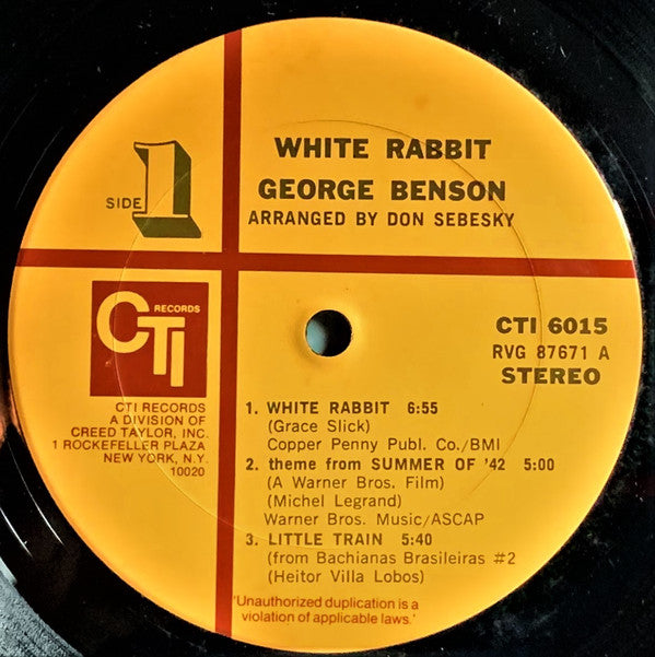 George Benson : White Rabbit (LP, Album, Gat)