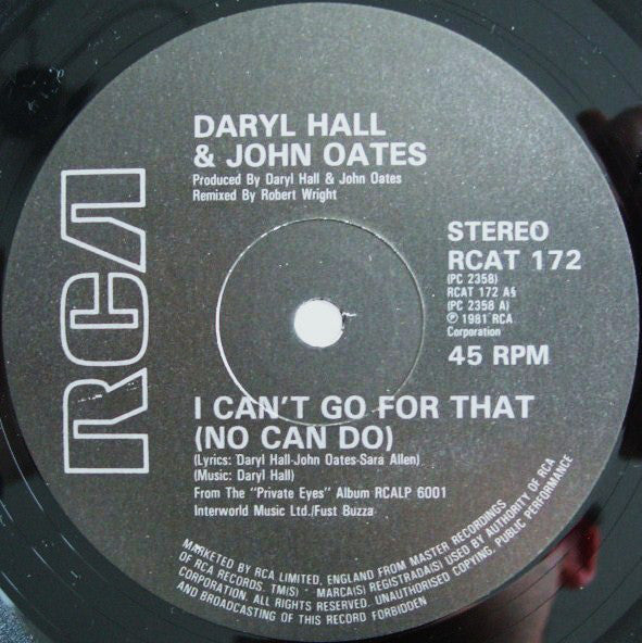 Daryl Hall & John Oates : I Can't Go For That (No Can Do) (12")