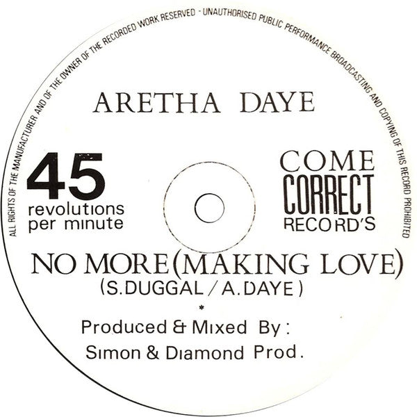 Aretha Daye : No More (Making Love) (12", Single, Ltd)