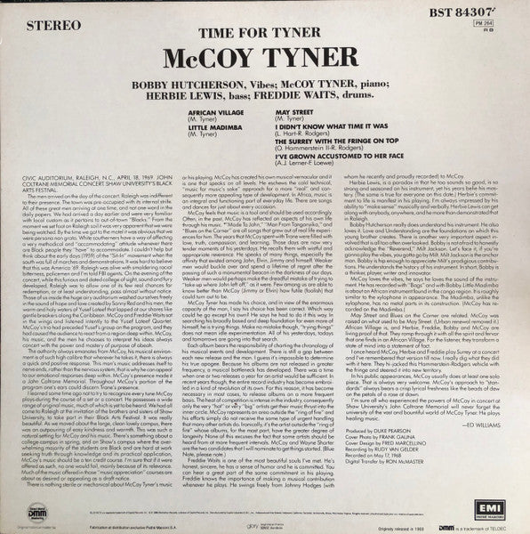 McCoy Tyner : Time For Tyner (LP, Album, RE, DMM)