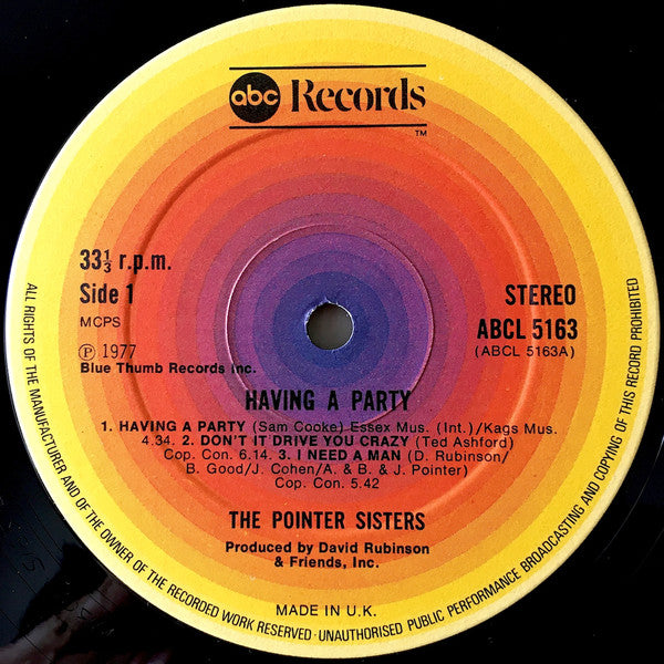 Pointer Sisters : Having A Party (LP, Album)