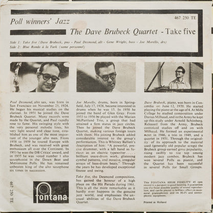 The Dave Brubeck Quartet : Take Five (7", EP)