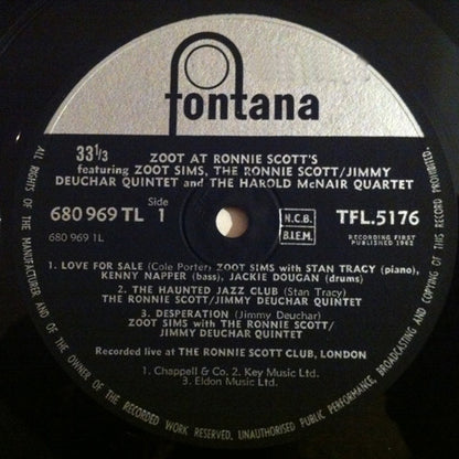 Zoot Sims : Zoot At Ronnie Scott's (LP, Album, Mono)