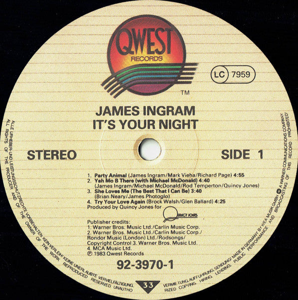 James Ingram : It's Your Night (LP, Album)