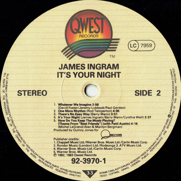 James Ingram : It's Your Night (LP, Album)