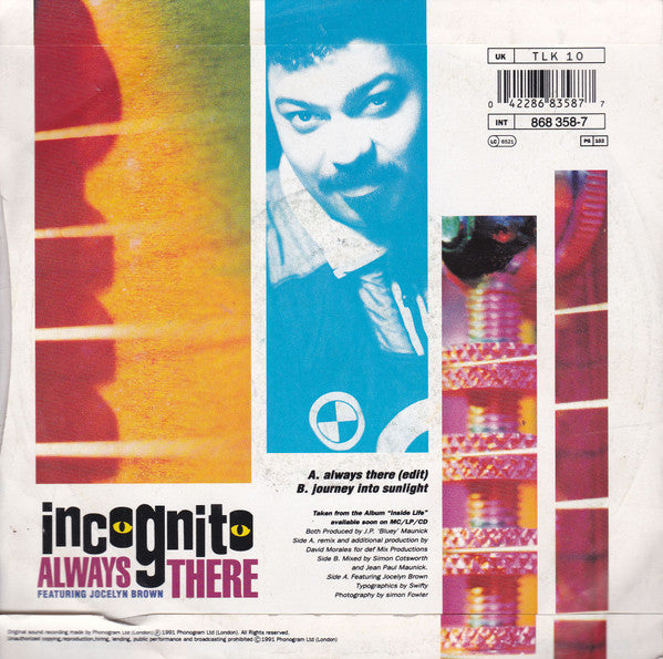 Incognito Featuring Jocelyn Brown : Always There (7", Single, Sil)