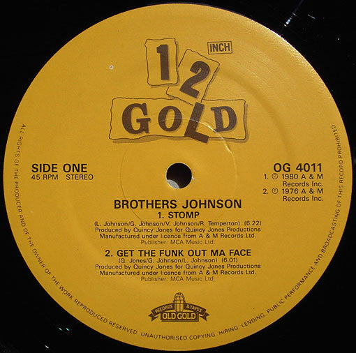 Brothers Johnson / Howard Johnson / Tony Camillo's Bazuka : Stomp / Get The Funk Out Ma Face / So Fine / Dynomite (12")