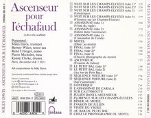 Miles Davis : Ascenseur Pour L'Échafaud (Lift To The Scaffold) (CD, Album, RE)
