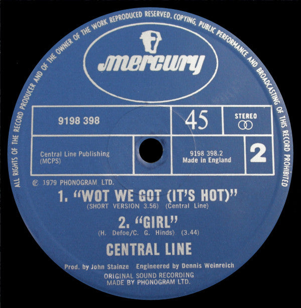 Central Line : Wot We Got (It's Hot) (12", Single, Ltd)