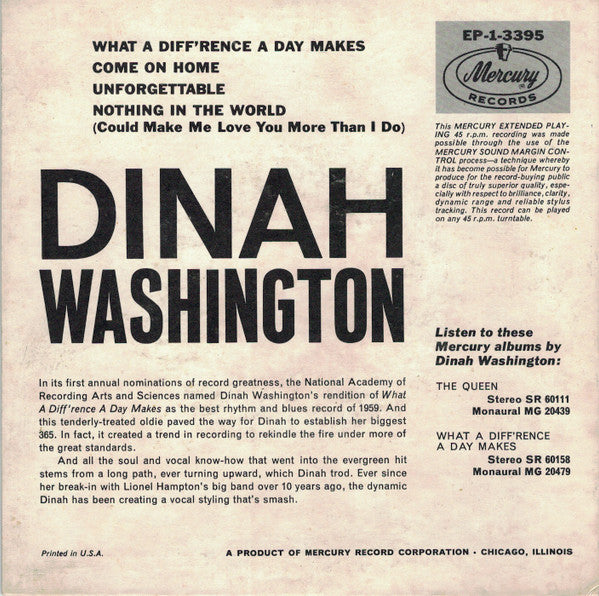 Dinah Washington : What A Difference A Day Makes (7", EP)