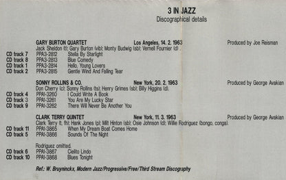 Gary Burton, Sonny Rollins, Clark Terry : 3 In Jazz (CD, RE)