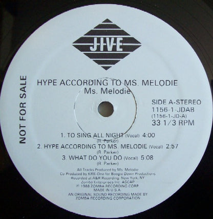 Ms. Melodie : Hype According To Ms. Melodie (12", Promo)
