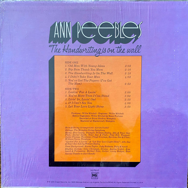 Ann Peebles : The Handwriting Is On The Wall (LP, Album)