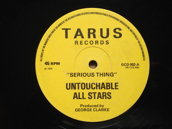 Untouchable All Stars : Serious Thing / Untouchable Special (12", Single)