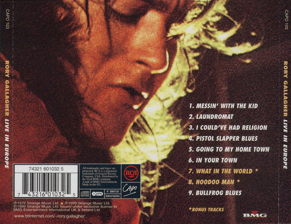 Rory Gallagher : Live In Europe (CD, Album, RE, RM)