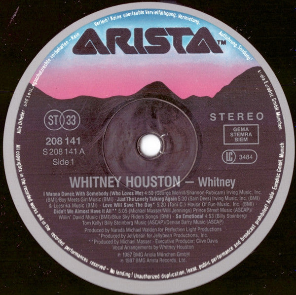 Whitney Houston : Whitney (LP, Album, No )