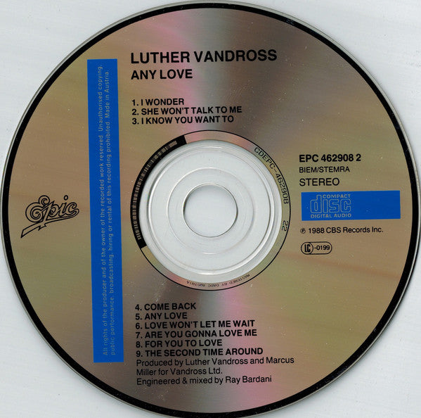 Luther Vandross : Any Love (CD, Album)