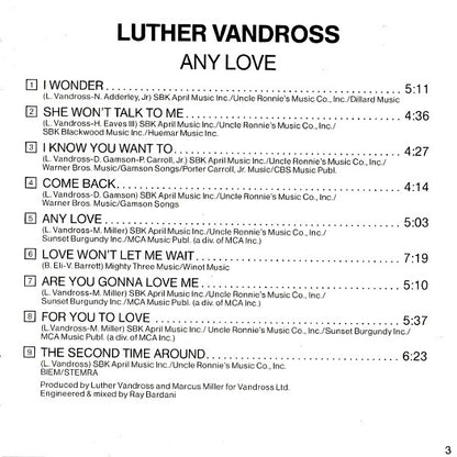 Luther Vandross : Any Love (CD, Album)