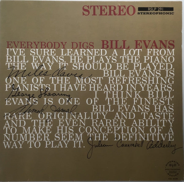 Bill Evans Trio* : Everybody Digs Bill Evans (LP, Album, RE)