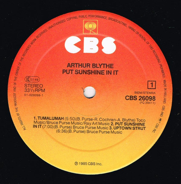 Arthur Blythe : Put Sunshine In It (LP, Album)