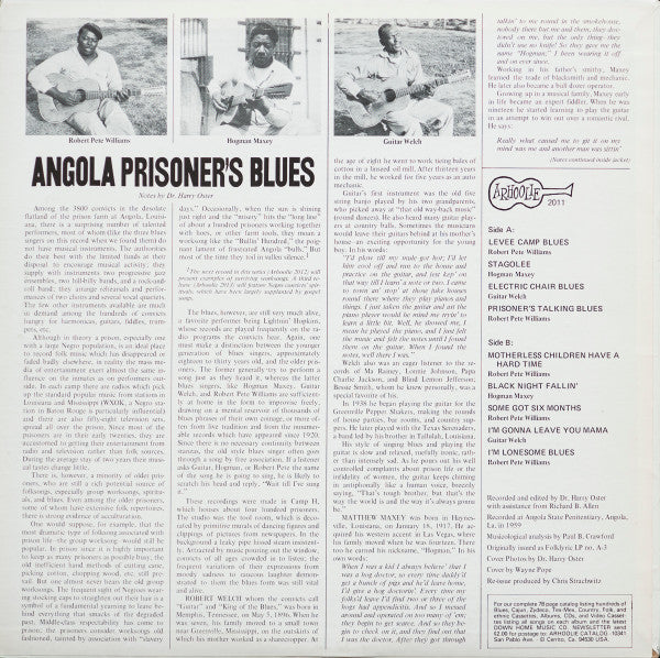 Robert Pete Williams / Hogman Maxey / Guitar Welch : Angola Prisoner`s Blues (LP, Comp, RE)