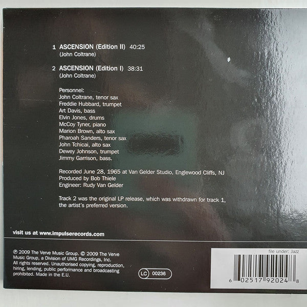 John Coltrane : Ascension (CD, Album, Comp, RE, Dig)