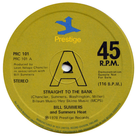 Bill Summers & Summers Heat : Straight To The Bank (12", Dem)