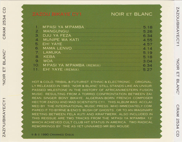 Zazou, Bikaye and CY1 : Noir Et Blanc (CD, Album, RE)