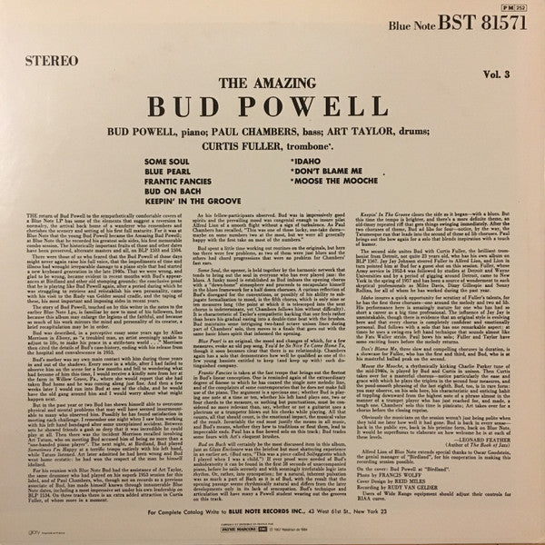 Bud Powell : The Amazing Bud Powell, Vol. 3 - Bud! (LP, Album, RE)