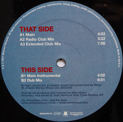 Remy Shand : Take A Message (12", Promo)