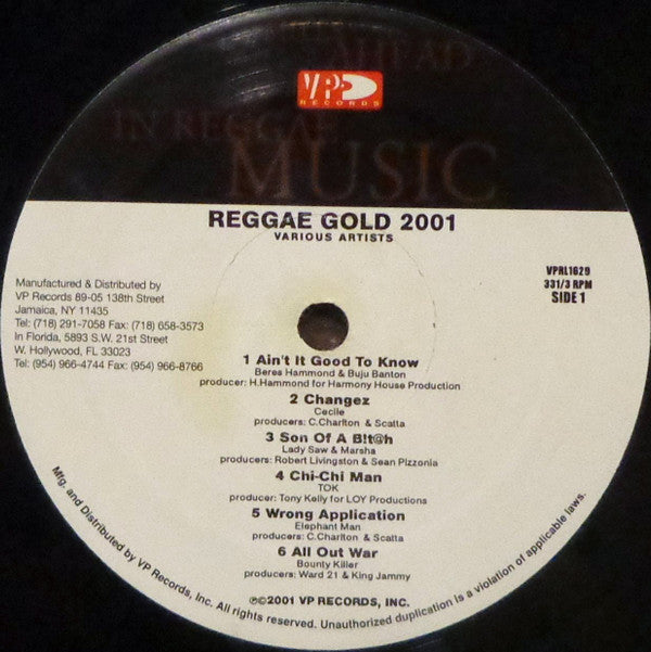 Various : Reggae Gold 2001 (LP, Comp)