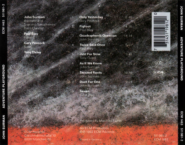 John Surman : Adventure Playground (CD, Album)