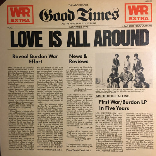 Eric Burdon & War : Love Is All Around (LP, Album, San)